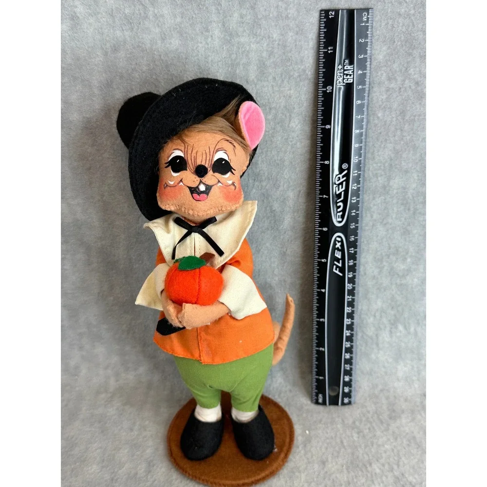 VTG Annalee Pilgrim Boy Mouse Folk Art Felt Figurine‎ Thanksgiving Autumn Decor